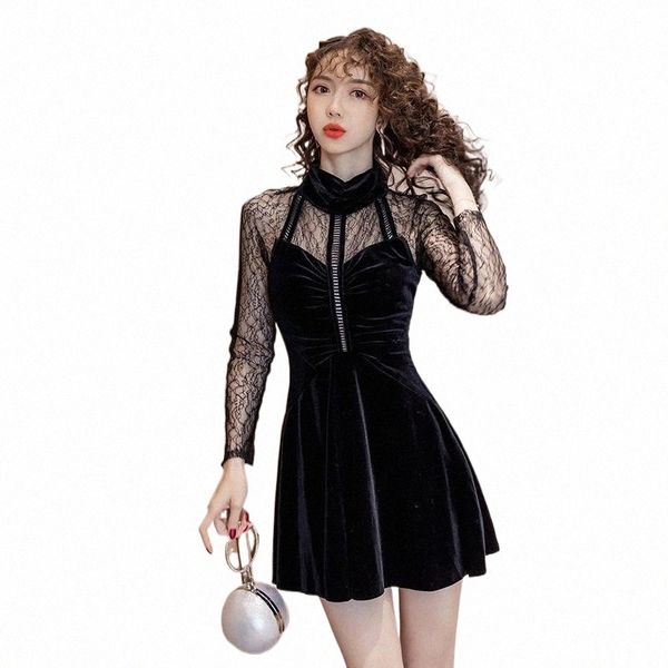 casual dresses 2021 spring dress female round neck velvet patchwork lace long sleeve a-line party hollow fashion elegant 73og#, Black;gray
casual dresses 2021 spring dress female round neck velvet patchwork lace long sleeve a-line party hollow fashion elegant 73og#, Black;gray