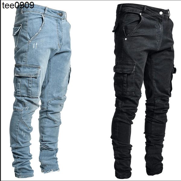 jeans male pants casual cotton denim trousers multi pocket cargo men fashion style pencil side pockets, Blue
jeans male pants casual cotton denim trousers multi pocket cargo men fashion style pencil side pockets, Blue