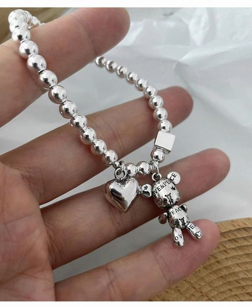 fashion s925 seal love bear bangles silver foxanry for women string of beads accessories trend vintage simple cute bear pendant party jewelr, Black
fashion s925 seal love bear bangles silver foxanry for women string of beads accessories trend vintage simple cute bear pendant party jewelr, Black