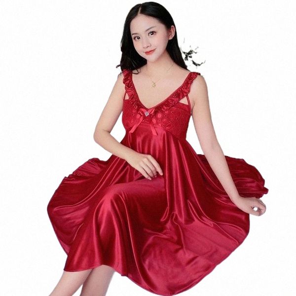 women's sleepwear ladies silk satin night dress sleeveless nighties v-neck nightgown plus size nightdress lace nightwear for women n3qq, Black;red
women's sleepwear ladies silk satin night dress sleeveless nighties v-neck nightgown plus size nightdress lace nightwear for women n3qq, Black;red