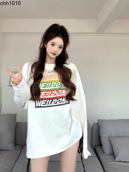 we11done autumn and winter new t-shirt women's four color letter bullet screen drop shoulder os long sleeve slim fashion, Black
we11done autumn and winter new t-shirt women's four color letter bullet screen drop shoulder os long sleeve slim fashion, Black