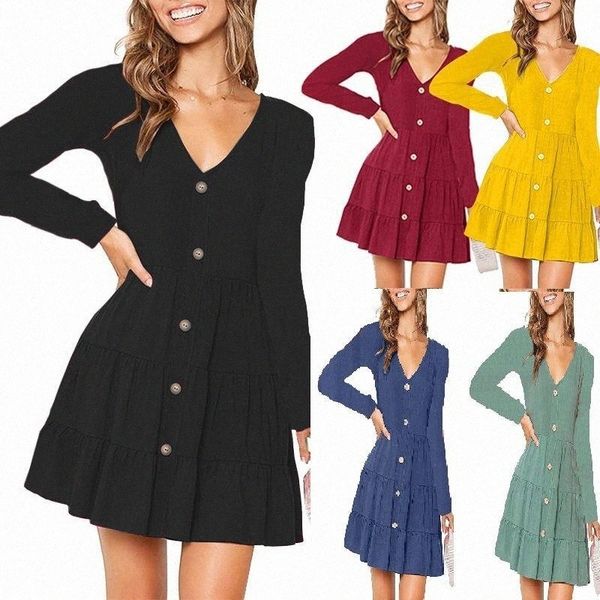 casual dresses women solid color a-line dress shrinkage design single-breasted decor v-neck long sleeve mid waist spring autumn slim mini t8, Black;gray
casual dresses women solid color a-line dress shrinkage design single-breasted decor v-neck long sleeve mid waist spring autumn slim mini t8, Black;gray