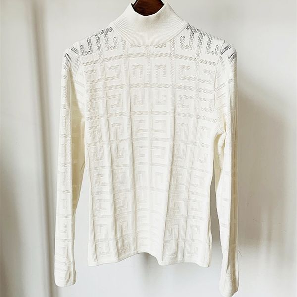 women's knits tees high street est runway autumn winter high neck jacquard knitted bottoming shirt women hollow mesh pullover 220914, White
women's knits tees high street est runway autumn winter high neck jacquard knitted bottoming shirt women hollow mesh pullover 220914, White