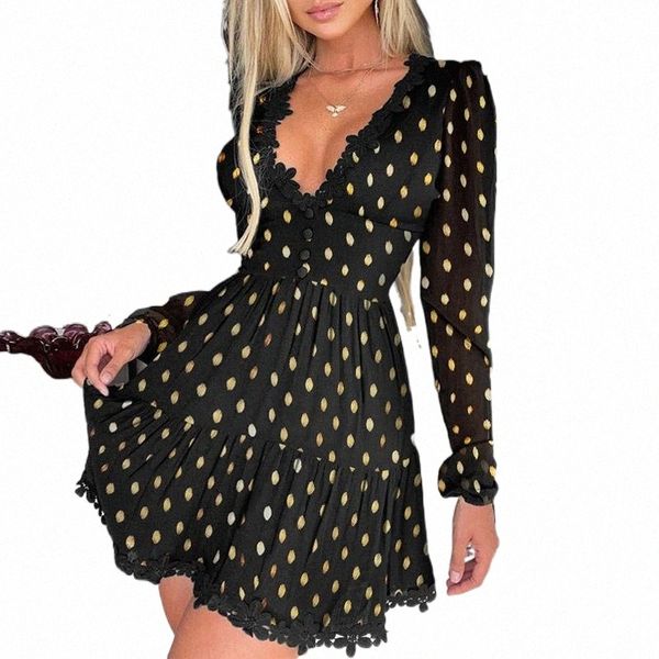casual dresses dot printed lace deep v-neck women bohemian dress a-line high waist long sleeve button ruffles sweet floral mini lady vestido, Black;gray
casual dresses dot printed lace deep v-neck women bohemian dress a-line high waist long sleeve button ruffles sweet floral mini lady vestido, Black;gray