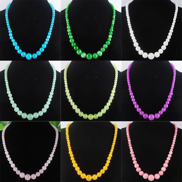 round beads graduated 6-14mm beaded necklaces strand natural jades agates smooth stone women fashion jewelry bf300, Silver
round beads graduated 6-14mm beaded necklaces strand natural jades agates smooth stone women fashion jewelry bf300, Silver