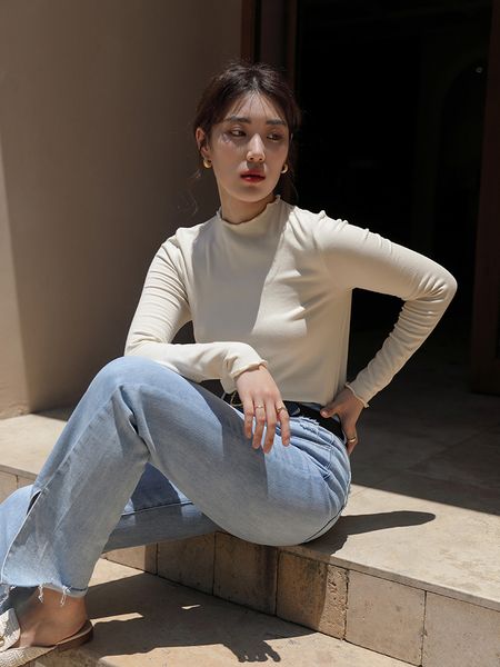 women s knits tees dushu turtleneck pullover long full sleeve solid casual slim spring autum soft sweater for l220914, White
women s knits tees dushu turtleneck pullover long full sleeve solid casual slim spring autum soft sweater for l220914, White