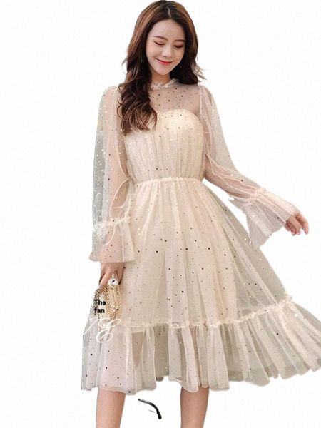 casual dresses fashion dress women 2021 ruffled collar flare sleeve mesh see-through lace shiny sequined femme vestidos robe d6ku#, Black;gray
casual dresses fashion dress women 2021 ruffled collar flare sleeve mesh see-through lace shiny sequined femme vestidos robe d6ku#, Black;gray