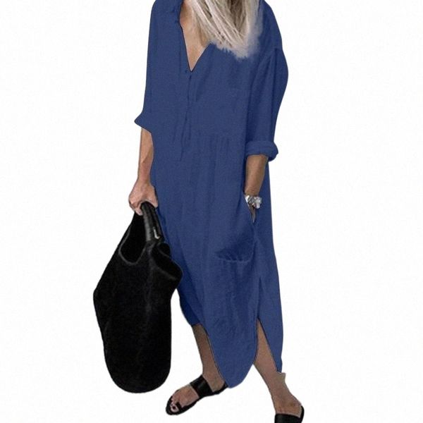 casual dresses 40# women solid color slit shirt dress cotton linen long sleeve v-neck pocket button plus size 73lr#, Black;gray
casual dresses 40# women solid color slit shirt dress cotton linen long sleeve v-neck pocket button plus size 73lr#, Black;gray