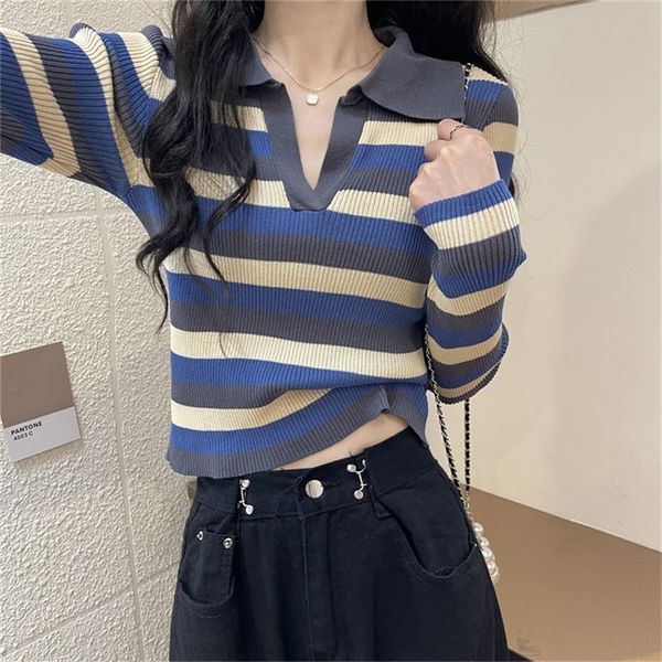 women s sweaters y2k striped knitted pullovers spring winter ruffied collar sweater ruched women solid female slim vintage l220913, White;black
women s sweaters y2k striped knitted pullovers spring winter ruffied collar sweater ruched women solid female slim vintage l220913, White;black