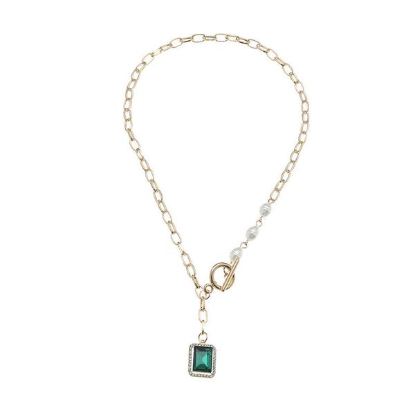square pendant necklace elegant temperament stitching imitation pearl women exquisite simple ot buckle clavicle chain ladies jewelry gift, Silver 
square pendant necklace elegant temperament stitching imitation pearl women exquisite simple ot buckle clavicle chain ladies jewelry gift, Silver