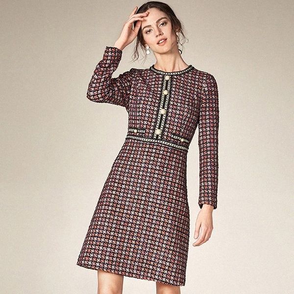 casual dresses tweed red plaid dress 2021 spring / autumn women's fashion houndstooth bright silk s15r#, Black;gray
casual dresses tweed red plaid dress 2021 spring / autumn women's fashion houndstooth bright silk s15r#, Black;gray