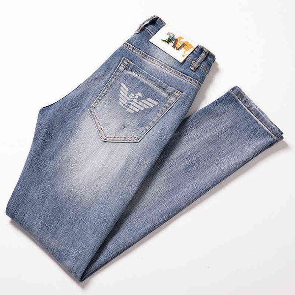 men's jeans summer thin korean slim fit elastic retro color fashion brand ga printed feet pants, Blue
men's jeans summer thin korean slim fit elastic retro color fashion brand ga printed feet pants, Blue