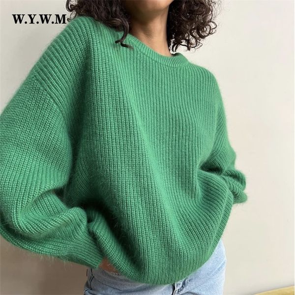 women's knits tees wywm imitation mink soft knitted sweaters women winter loose solid female pullovers warm basic o neck knitwear jumpe, White
women's knits tees wywm imitation mink soft knitted sweaters women winter loose solid female pullovers warm basic o neck knitwear jumpe, White