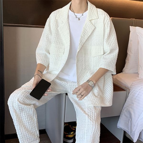 men's tracksuits summer black/white pleated sets men fashion short-sleeved blazer/trousers two-piece men korean loose casual suit mens, Gray
men's tracksuits summer black/white pleated sets men fashion short-sleeved blazer/trousers two-piece men korean loose casual suit mens, Gray