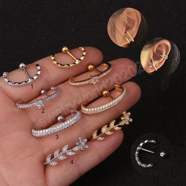 semicircle stud earrings surgical steel zircon ear piercing cartilage earring tragus helix for women conch screw jewelry, Golden;silver
semicircle stud earrings surgical steel zircon ear piercing cartilage earring tragus helix for women conch screw jewelry, Golden;silver