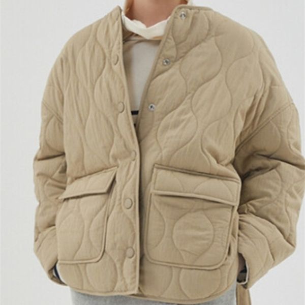 womens down parkas fall winter womens quilted oneck laceup parkas coat lady single breasted casual pockets cardigan female jacket 220914, Black 
womens down parkas fall winter womens quilted oneck laceup parkas coat lady single breasted casual pockets cardigan female jacket 220914, Black