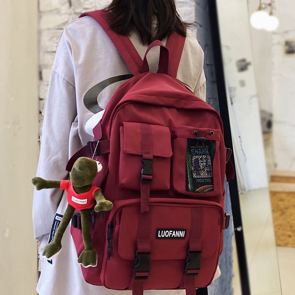 red multiple pocket waterproof nylon women backpack insert buckle student schoolbag lovely book mochilas
red multiple pocket waterproof nylon women backpack insert buckle student schoolbag lovely book mochilas