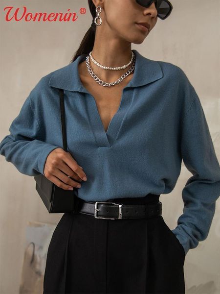 women's knits tees women sweater autumn casual polo collar pullover solid loose long sleeves pullovers warm sweaters fashion elegant la, White
women's knits tees women sweater autumn casual polo collar pullover solid loose long sleeves pullovers warm sweaters fashion elegant la, White