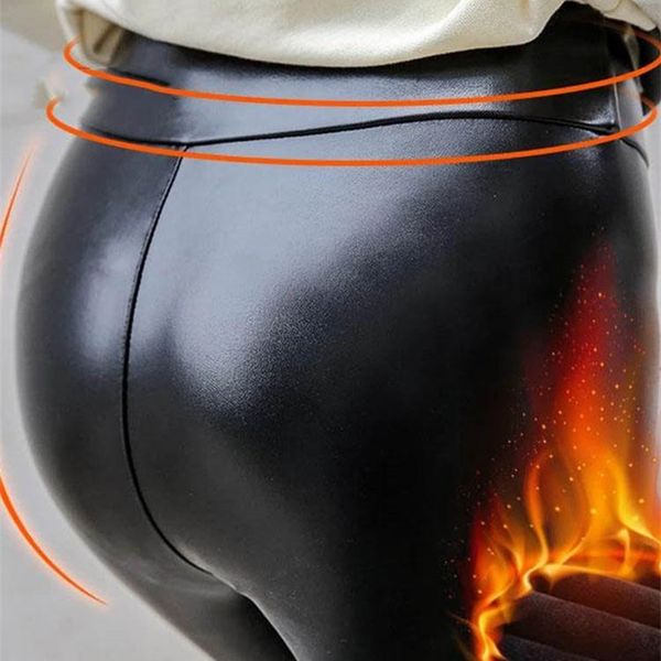 women's leggings svokor women leather winter warm pu thick black high waist solid color slim-fit trousers 220914
women's leggings svokor women leather winter warm pu thick black high waist solid color slim-fit trousers 220914