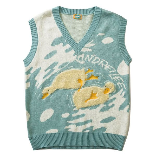 men s sweaters vest sweater men korea style v neck sleeveless duck anime pullover vests women oversize autumn winter xl 220914, White;black
men s sweaters vest sweater men korea style v neck sleeveless duck anime pullover vests women oversize autumn winter xl 220914, White;black