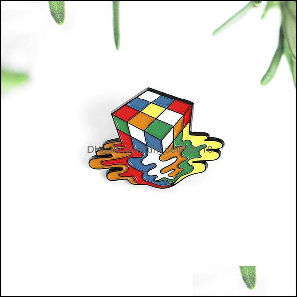 

pins brooches melty cube enamel pin colorf toy brooch bag clothes lapel badge cartoon jewelry gift for kids friends 6151 q2 drop del dh2t1, Gray