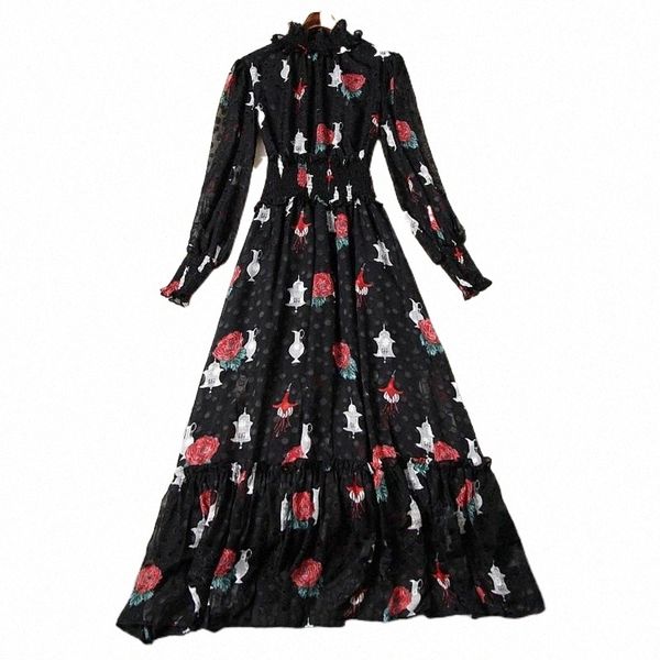 casual dresses runway designer spring women 2021 fashion full sleeve floral print ruffled neck mid calf aline chiffon vacation dress q2dh#, Black;gray
casual dresses runway designer spring women 2021 fashion full sleeve floral print ruffled neck mid calf aline chiffon vacation dress q2dh#, Black;gray