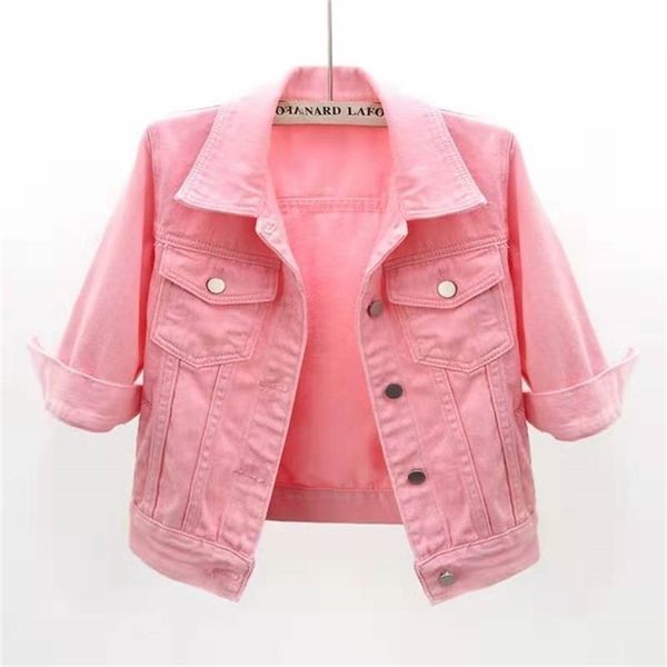 women's jackets summer women denim jacket candy color casual short coat famale jeans outerwear casaco jaqueta feminina 220913, Black;brown
women's jackets summer women denim jacket candy color casual short coat famale jeans outerwear casaco jaqueta feminina 220913, Black;brown