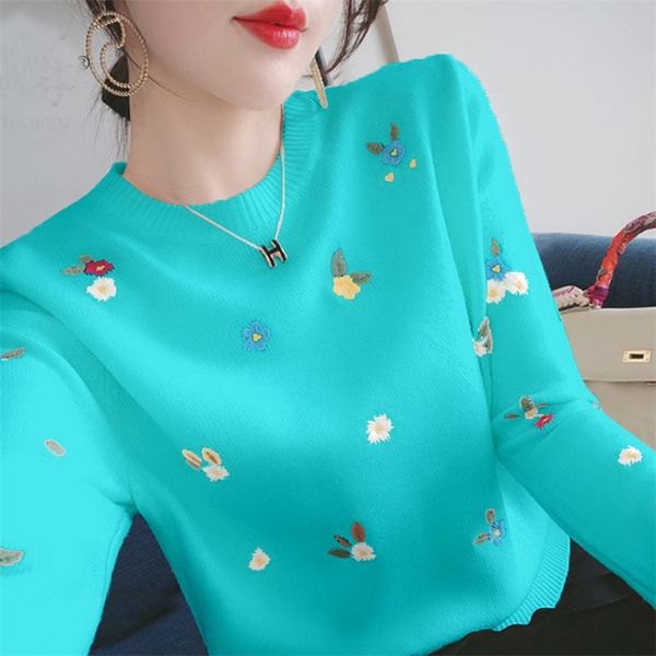 women's knits tees small daisy embroidered spring round neck sweater inner wear sweater women 220914, White
women's knits tees small daisy embroidered spring round neck sweater inner wear sweater women 220914, White