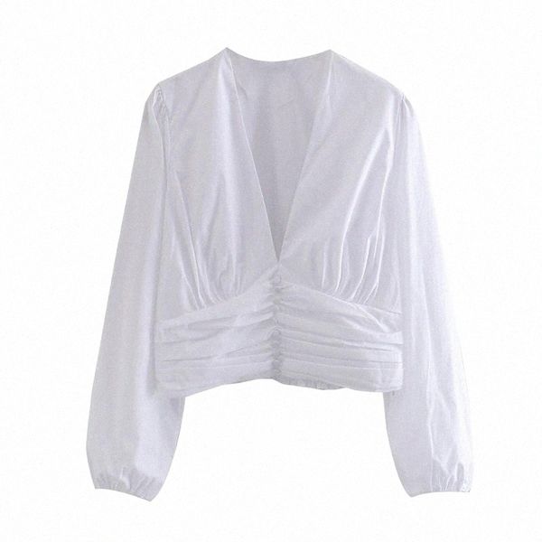 women cotton white crop deep v neck pleated blouse lantern sleeve elegant party shirt high fashion chemise femme women's blouses & shir
women cotton white crop deep v neck pleated blouse lantern sleeve elegant party shirt high fashion chemise femme women's blouses & shir