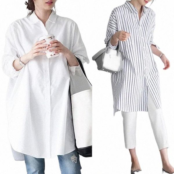 women 2021 spring autumn fashion loose lapel blouses female mid-long striped shirts ladies long-sleeved buttons v923 women's & k4mg#, White
women 2021 spring autumn fashion loose lapel blouses female mid-long striped shirts ladies long-sleeved buttons v923 women's & k4mg#, White