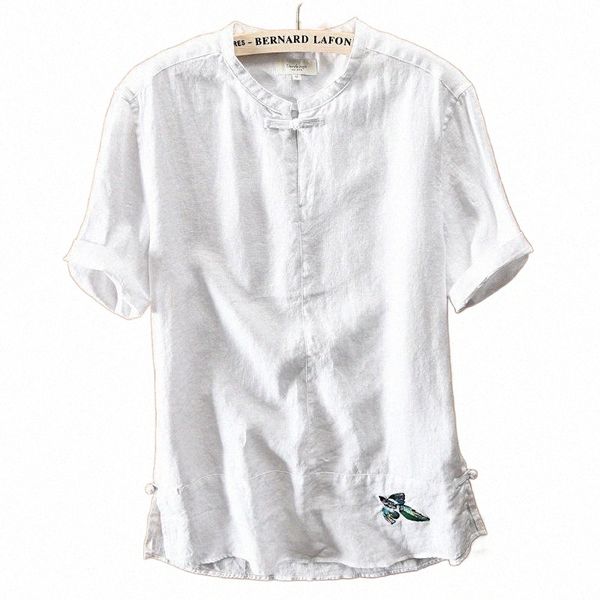 men's o-neck short sleeve t-shirt with chinese embroidery white blue khaki summer casual t-shirts men linen tees for men s27f#, White;black
men's o-neck short sleeve t-shirt with chinese embroidery white blue khaki summer casual t-shirts men linen tees for men s27f#, White;black