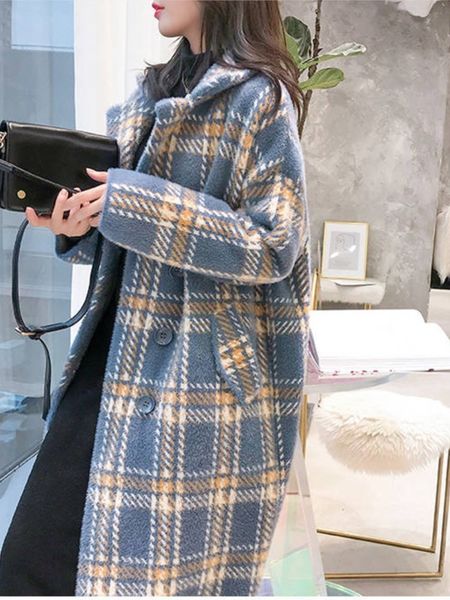 women s fur faux bella winter plaid women mink cashmere woolen coat ladies casual turn down collar coats female warm outwear 220915, Black
women s fur faux bella winter plaid women mink cashmere woolen coat ladies casual turn down collar coats female warm outwear 220915, Black