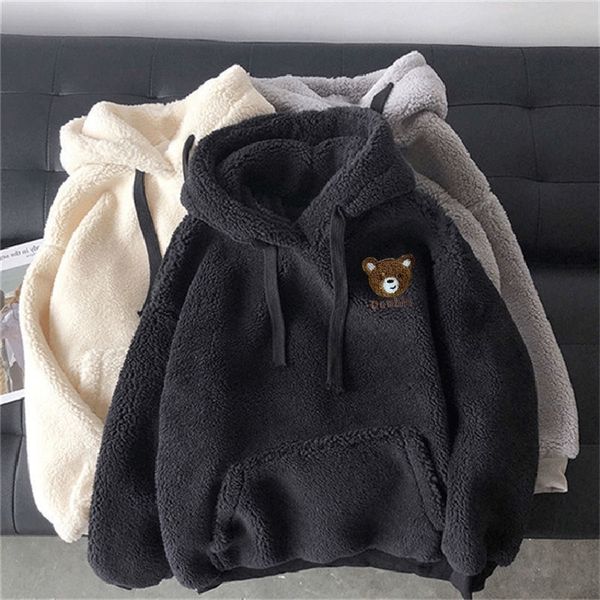 women s hoodies sweatshirts autumn and winter lamb wool sweater plush warmth fluffy double loose soft thick plus fleece 220915, Black
women s hoodies sweatshirts autumn and winter lamb wool sweater plush warmth fluffy double loose soft thick plus fleece 220915, Black