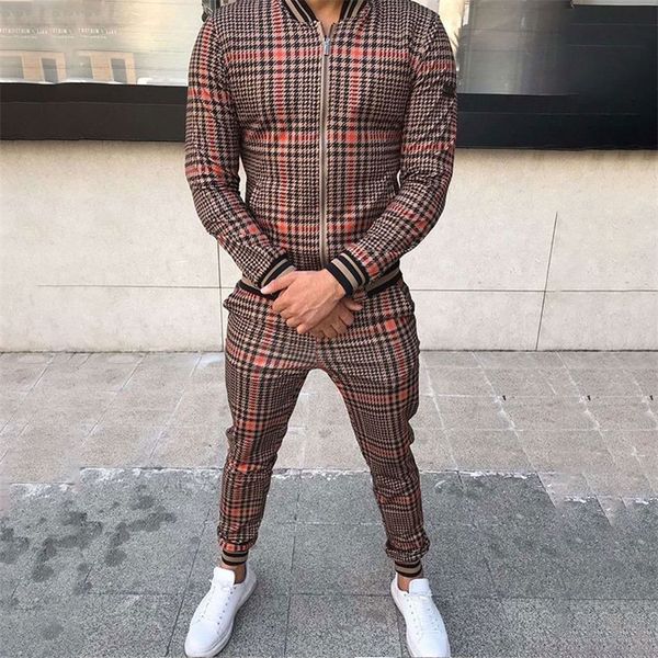 men's tracksuits tracksuit 3d plaid printed sports casual set fashion british style gentleman jacket tether trousers 2piece suit 220915, Gray
men's tracksuits tracksuit 3d plaid printed sports casual set fashion british style gentleman jacket tether trousers 2piece suit 220915, Gray