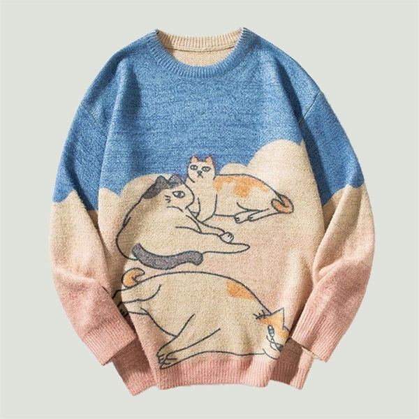 men's sweaters oversized knitted sweaters mens harajuku abstract pet cat pattern printed patchwork jumpers winter casual o-neck pullove, White;black
men's sweaters oversized knitted sweaters mens harajuku abstract pet cat pattern printed patchwork jumpers winter casual o-neck pullove, White;black