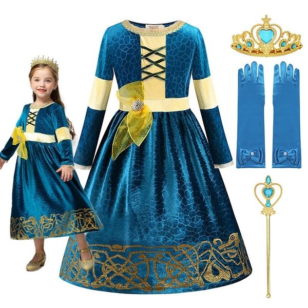 special occasions muababy girls merida princess dress up costume brave deluxe halloween fancy frocks dark green children party clothes for 2, Blue
special occasions muababy girls merida princess dress up costume brave deluxe halloween fancy frocks dark green children party clothes for 2, Blue