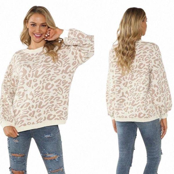 women winter autumn crew neck knit sweater casual long sleeve leopard pullover1 30sc#, White;black
women winter autumn crew neck knit sweater casual long sleeve leopard pullover1 30sc#, White;black