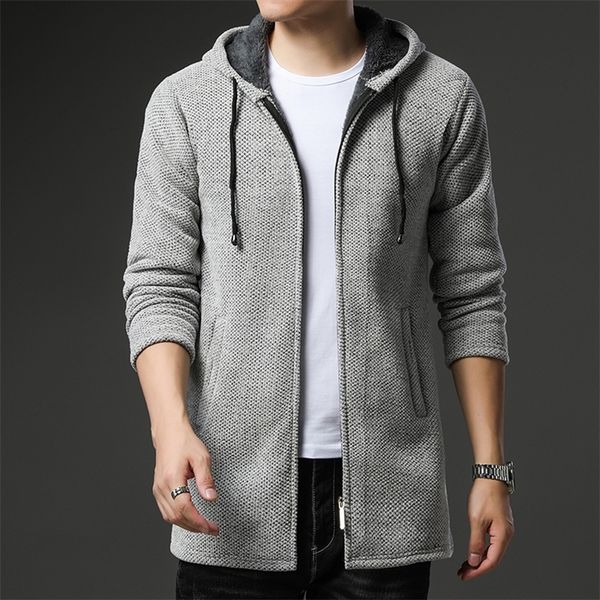 men's wool blends autumn/winter sweater men's hooded cardigan fleece warm medium length heavy coat casual loose windbreaker 220915, Black
men's wool blends autumn/winter sweater men's hooded cardigan fleece warm medium length heavy coat casual loose windbreaker 220915, Black