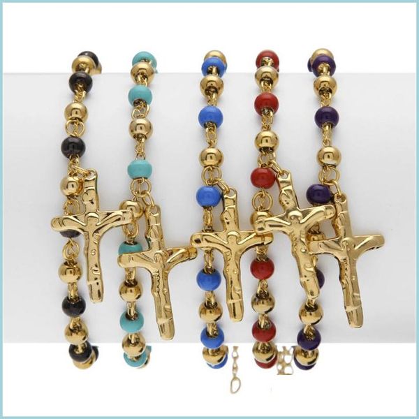 link chain 5 color 18cm men women stainless steel chain jesus cross pseras rosary bracelets gold bead bracelet fashion jewelry gift dhdls, Black
link chain 5 color 18cm men women stainless steel chain jesus cross pseras rosary bracelets gold bead bracelet fashion jewelry gift dhdls, Black