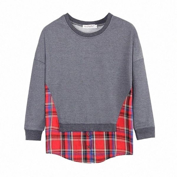 new spring plus size women's blouse and plaid lining fake two-piece stitching slim o-neck long-sleeved autumn ladies sweater 91fc#, White;black
new spring plus size women's blouse and plaid lining fake two-piece stitching slim o-neck long-sleeved autumn ladies sweater 91fc#, White;black