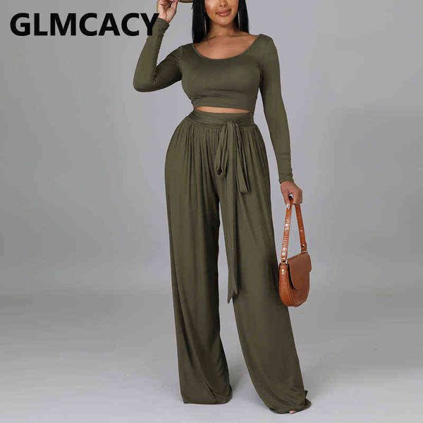 women's two piece pants women two piece casual solid suits long sleeve scoop neck crop wide leg pants set t220902, White
women's two piece pants women two piece casual solid suits long sleeve scoop neck crop wide leg pants set t220902, White