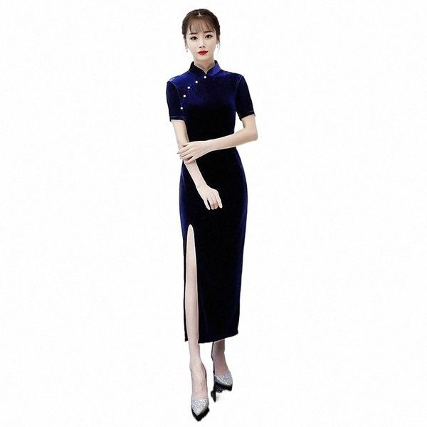 navy blue velour vintage chinese dress female elegant short sleeve slim front split cheongsam mandarin collar long qipao a7pm#, Red
navy blue velour vintage chinese dress female elegant short sleeve slim front split cheongsam mandarin collar long qipao a7pm#, Red