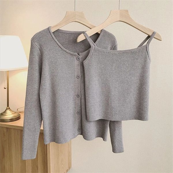 women's knits tees casual sling camisole knitted cardigan jacket women korean fashion basic vestlong sleeve solid 2 piece set sweater o, White
women's knits tees casual sling camisole knitted cardigan jacket women korean fashion basic vestlong sleeve solid 2 piece set sweater o, White