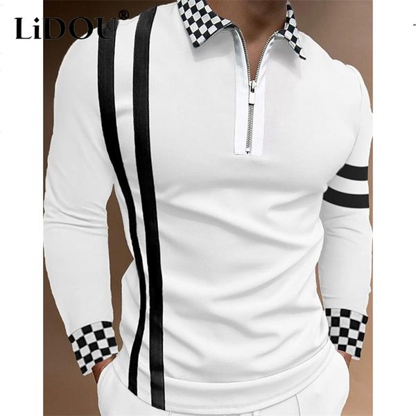 men's polos spring autumn fashion trends business casual tshirts man long sleeve allmatch striped plaid tight gentmen polo shirt clothe, White;black
men's polos spring autumn fashion trends business casual tshirts man long sleeve allmatch striped plaid tight gentmen polo shirt clothe, White;black
