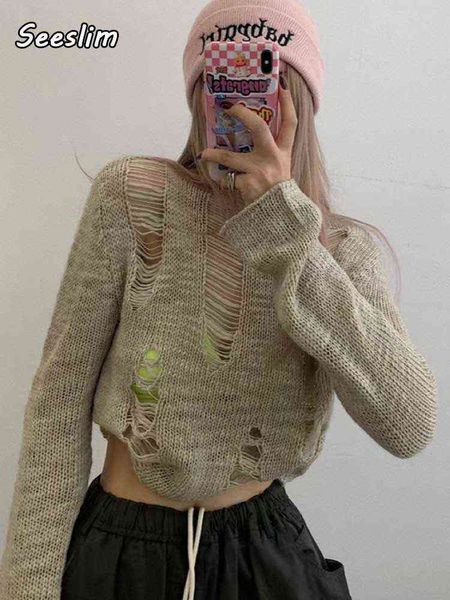 women's sweaters seeslim hollow out sweater women knitted long sleeve pullovers broken hole y2k see thought crop fairycore smock autum, White;black
women's sweaters seeslim hollow out sweater women knitted long sleeve pullovers broken hole y2k see thought crop fairycore smock autum, White;black