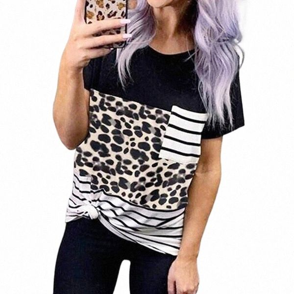 fashion leopard striped pocket blouse shirt print o-neck casual summer ladies female women short sleeve blusas pullover women's blouse, White
fashion leopard striped pocket blouse shirt print o-neck casual summer ladies female women short sleeve blusas pullover women's blouse, White