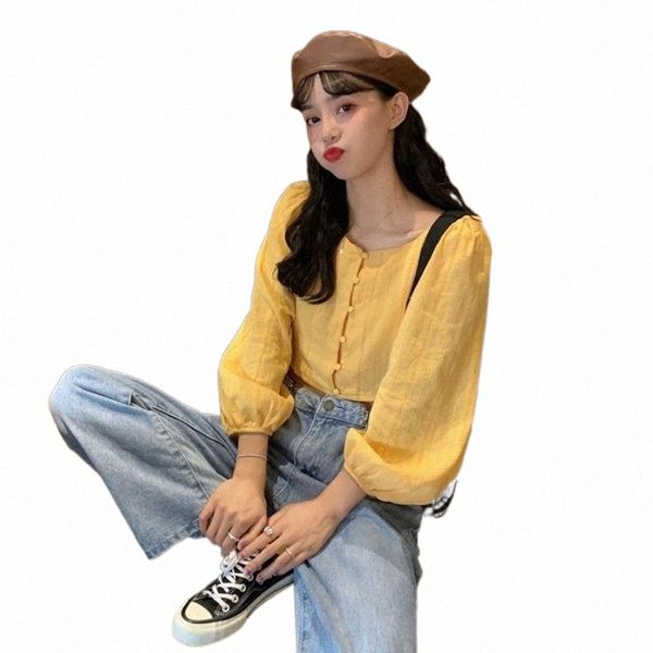 square neck women's early spring chic style blouse loose short version thin and casual collarlong sleeve shirt blouses & shirts o3ho#, White
square neck women's early spring chic style blouse loose short version thin and casual collarlong sleeve shirt blouses & shirts o3ho#, White