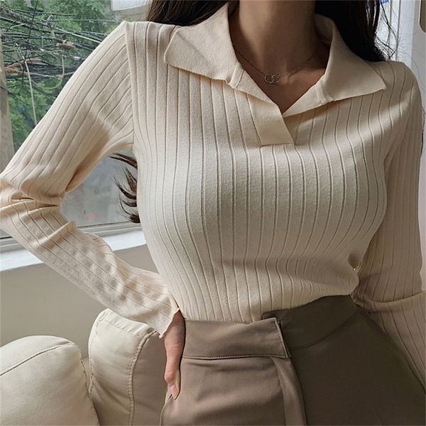women's knits tees korean style turn-down collar women sweater female long sleeve casual pullover knitted sweaters fall clothes sueter, White
women's knits tees korean style turn-down collar women sweater female long sleeve casual pullover knitted sweaters fall clothes sueter, White