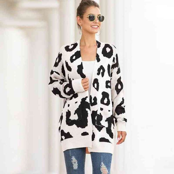 women's sweaters 2021 autumn winter thick sweater midlength double pocket leopard print cardigan loose fashion large size cardigan ladi, White;black
women's sweaters 2021 autumn winter thick sweater midlength double pocket leopard print cardigan loose fashion large size cardigan ladi, White;black