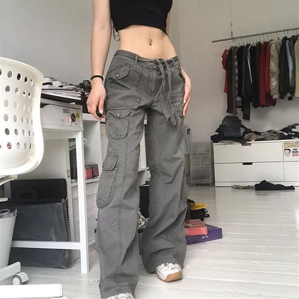 women's jeans cargo pants retro girl median waist pockets washing old straight284d, Blue
women's jeans cargo pants retro girl median waist pockets washing old straight284d, Blue